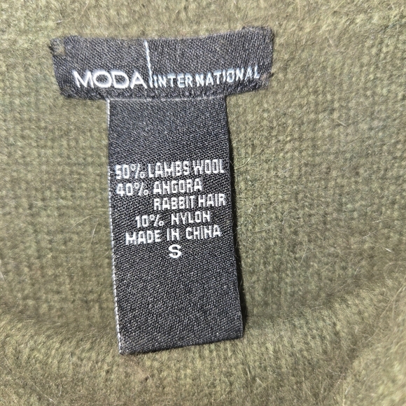 Moda International Lamb/Angora Long Sleeve Sweater Dress Deep Olive Green SM - Picture 2 of 3